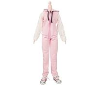 Proudoll Sportswear Fleece Hooded Zip Up Sweatshirt Hoody Dolls Clothes Joggers Canvas Shoes Set for 1/3 BJD Doll 60cm 24inches Dolls (Pink+White)