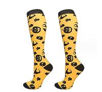 Proumhang 1 Pair Halloween Socks for Women Girls,Holiday Compression Socks,Fun Festive Bats Pumpkins Ghosts Print, Colorful Pattern Novelty Cute,Style 2
