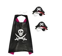 Proumhang 1 pc Pirate Cloak and 2 pcs Eye Mask,Pirate Costume for Kids 1-9 Years - Halloween,Christmas,Carnival,Children's Day,Birthday Party Cosplay Costume,70cm x 70cm(27.5" x 27.5"),Style 2