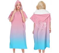 Proumhang Adult Hooded Beach Towel Bathrobe Changing Towel Robe Towel Poncho Blanket for Beach Surfing Swimming Bathing Wetsuit Changing Mode 16 85x110cm