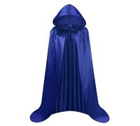 Proumhang Blue Hooded Cloak Long Cape Grim Reaper Vampire Witch Carnival Halloween Adult Wizard Costume M
