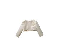 Proumhang Champagne Girls Long Sleeve Cardigan,Bolero Shrug Cardigan Jacket Cover Up,3D Flower Satin Open Front Shawl,Girls Wedding Bridesmaid Wrap For Princess Party Birthday 100cm
