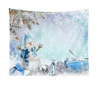 Proumhang Christmas Wall Tapestry Wall Hanging Decoration Snowman Santa Claus Chritsmas Tree Element Digital Printing Tapestry Style 2 59"*59"(150cm*150cm)