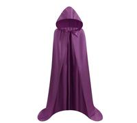 Proumhang Dark Purple Hooded Cloak Long Cape Grim Reaper Vampire Witch Carnival Halloween Adult Wizard Costume 2XL