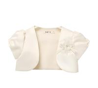 Proumhang Girls' Bolero Shrug Cardigan Satin Short Sleeve Top Cardigan Princess Outwear Shawl Wedding Cape Small Coat For Childrens Girls 3-10 years Champagne 110
