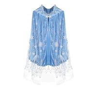 Proumhang Girls Princess Hooded Cape,2 Layered Princess Cloak,Sparkling Snowflake Sequins Tulle + Velvet,Princess Fancy Dress Halloween Costume,Carnival Birthday Party Cosplay for Girls 3~8 years,Blue