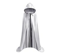 Proumhang Grey Hooded Cloak Long Cape Grim Reaper Vampire Witch Carnival Halloween Adult Wizard Costume M
