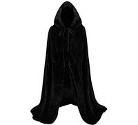 Proumhang Hooded Velvet Cloak for Kids Maxi Cape Wizard Vampire Cloak Halloween Christmas Carnival Fancy Cape Black 110cm/43.3"
