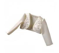 Proumhang Kids Girls Shrug Cardigan Jacket Cover Up,Long Sleeves Flower Satin Open Front Bolero Shawl,Girls Wedding Bridesmaid Girls Tippet for Party Birthday Princess Dress up Champagne 100cm