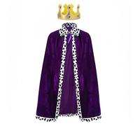 Proumhang Kids King Cape,Kids Prince Cloak,Queen Royal Robe for Boys Girls,Coronation Cloak,Medieval Nativity Costume for Halloween,Christmas,Carnival,Role Play,Performance,80cm,Purple with Crown