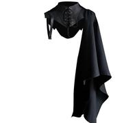 Proumhang Medieval Steampunk Cloak Shawl with Collar Templar Knight Costume Lace Up Retro Gothic Shoulder Cowl Rock Vintage Cape Halloween Cosplay Costume Unisex M