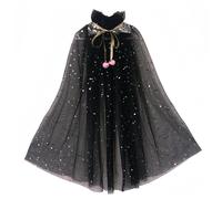 Proumhang Princess Cape for Girls, Colorful Princess Cloak, Sparkling Sequins Tulle Fancy Dress, Halloween Carnival Birthday Theme Dress Up Party Gift For 3-8 Years Old Girls Black L