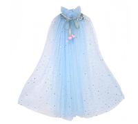 Proumhang Princess Cape for Girls,Colorful Princess Cloak,Sparkling Sequins Tulle Princess Fancy Dress,Halloween Carnival Birthday Theme Dress Up Party For 3-8 Years Old Girls Light Blue L