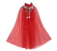 Proumhang Princess Cape for Girls,Colorful Princess Cloak,Sparkling Sequins Tulle Princess Fancy Dress,Halloween Carnival Birthday Theme Dress Up Party Gift For 3-8 Years Old Girls Red L