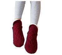 Proumhang Socks For Women Girls House Floor Socks Indoor Winter Warm Furry Socks Athletic Socks Thermal Non-Slip Socks Wine Red 26cm(10")