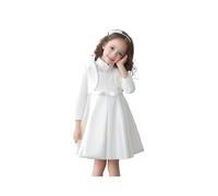 Proumhang White Girls Long Sleeve Cardigan,Bolero Shrug Cardigan Jacket Cover Up,3D Flower Satin Open Front Shawl,Girls Wedding Bridesmaid Wrap For Princess Party Birthday 100cm