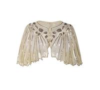 Proumhang Womens Evening Shawl Wraps 1920s Sequin Beaded Art Deco Evening Cape Vintage Wedding Party Scarf One Size Beige