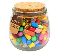 Prounion 100PCS Capsule Letters Message in a Glass Bottles, Love Friendship Capsule Letter Message Pills with Wishing Jar, Cute Pill Note Messages for Boys Girls Friends