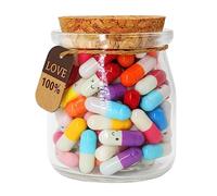 Prounion Capsule Letters Message in a Glass Bottle, 100PCS Cute Capsule Note Messages Pills for Boyfriend/Girlfriend, Love Capsule Letter Message for Anniversary Birthday Valentines Mother's Day