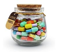 Prounion Capsule Letters Message in a Glass Bottle, 50 PCS Capsule Note Messages Pills for Boyfriend/Girlfriend, Love Capsule Letter Message for Anniversary Birthday Valentines Mother's Day