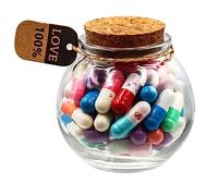 Prounion Capsule Letters Message in a Glass Bottle, 50PCS Cute Lovely Capsule Note Messages Pills for Boyfriend/Girlfriend, Love Capsule Letter Message for Anniversary Birthday Valentines Mother's Day