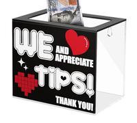 Prounion Tip Jars for Money Acrylic Tip Box Bucket 6 x 4 x 5 Inch Money Coin Storage Container Donation Collection Suggestion Raffle Cash Box Jar for Restaurants Musicians Bartender Bars Driver