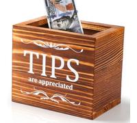 Prounion Wooden Tips Jar Tip Collection Box 6 x 4 x 5 Inch Tip Donation Bucket Money Coin Storage Container Suggestion Raffle Cash Box Jar for Restaurants Musicians Bartender Bars Driver