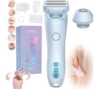Proustore Razor, The Glide Pro 2 in 1 Bikini Electric Shaver Razors, Waterproof Wet/Dry Women's Razor, Glide Pro Shaver with Removable Head for Leg Arm Underarm Bikini Area, (Blue)