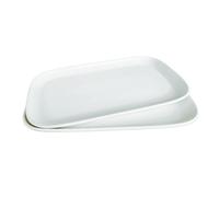 Provance Set of 2 25 cm x 14.5 cm Serving Tray Ceramic Porcelain White - Serving Plate Large Cake Plate Rectangular for Antipasti, Dessert, Cake, Sushi, Salad, Porcelain Plate