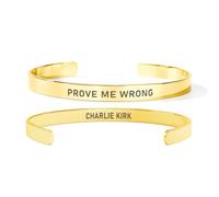 Prove Me Wrong Cuff Bracelet, Charlie Kirk Personalized Engraved Adjustable Gold Plated Stainless Steel Jewelry Gifts for Women Men, L, Stainless Steel, no gemstone