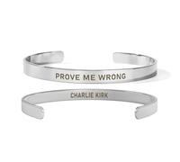 Prove Me Wrong Cuff Bracelet, Charlie Kirk Personalized Engraved Adjustable Gold Plated Stainless Steel Jewelry Gifts for Women Men, L, Stainless Steel, no gemstone