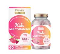 Proven A-Z Kids Multivitamin Chewable Tablets Raspberry Flavour Yummies 60 Tablets Daily Childrens Multivitamins with 13 Essential Vitamins for Immune Function, Bones, Teeth & Energy - 2 Month Supply