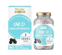 Proven Vitamin D - High Strength 2000 IU Blackcurrant Flavoured Chewable VIT D3 Tablets - Essential for Everyday Health - High Potency Great Taste
