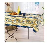 Provençal Rectangular Stain-Resistant Tablecloth 150 x 240 cm Lemon Blue 100% Polyester