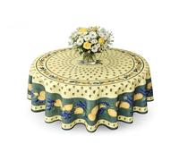 Provencal Tablecloth Rectangular or Round Stain-Resistant 100% Polyester - Lemon (Green, 180 cm)