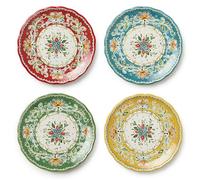 Provence 11-Inch Dinner Plates, Set of 4 Ceramic Plates with Assorted French Folk-Inspired Designs - Durable Everyday & Holiday Dinnerware for Pasta, Chicken, Veggies & More