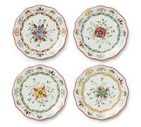 Provence 9" Salad Plates Set of 4 - Assorted French Country Designs - Durable Ceramic Plates with Printed Hand-Painted Look - Rustic Farmhouse Style for Appetizers, Desserts & More