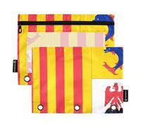 Provence Alpes Cote D'Azur Flag 3 Ring Binder Pencil Pouch Pen Pencil Bags with Zipper Zippered School Binders Clear Pockets Office 9.8" x 7.1", 2 Packs