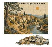 Provence-Alpes-Côte dAzur Illustration Jigsaw Puzzle for Adults, 300 Pieces | During puzzle time: Adult Puzzle: festive puzzle present, screen-free home activity.