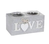 Provence Double Tealight Holders in Grey - Love