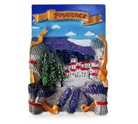 Provence France 3D Souvenir Fridge Magnet - Hand-Painted Resin Lavender Fields & Countryside Skyline - 6.8cm Decorative French Travel Gift