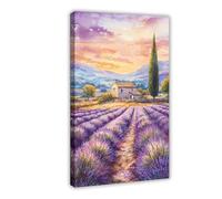 Provence Watercolor Poster Provence Travel Print France Wall Art Decor Lavender Field Landscape French Countryside Scene Print Frame 24x36inch