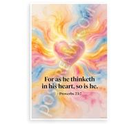 Proverbs 23:7 "For as He Thinketh in His Heart, So Is He" Inspirational 12x18 US Made Poster