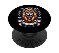 Proverbs 28:1 Bible Verse Inspiration Bold as a Lion Design PopSockets Adhesive PopGrip