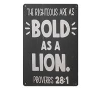 Proverbs 28:1 Metal Wall Art Metal 12X16 Inch | Righteous Bold As A Lion Scripture Wall Art | Christian Gift Shelf Decor