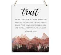 Proverbs 3:5-6 Christian Wall Decor Inspirational Decor Christian Gifts Bible Verse Wall Art Scripture Wooden Hanging Sign for Modern Home Office Bathroom Bedroom Wall Art Decoration 8 x 10 Inches