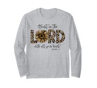 Proverbs 3:5 Trust in The Lord Leopard Sunflower Religious Long Sleeve T-Shirt