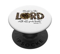 Proverbs 3:5 Trust In the Lord Leopard Sunflower Religious PopSockets Adhesive PopGrip
