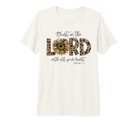 Proverbs 3:5 Trust in The Lord Leopard Sunflower Religious Premium T-Shirt