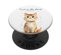 Proverbs 3:5 Trust in the LORD - Women Girls Cat Verse PopSockets Adhesive PopGrip
